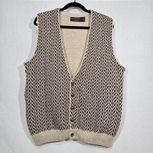 Vintage U.S.A. Y2K Eclectic Grandpa Chevron Print Knit Vest OVERSIZED Men Size M